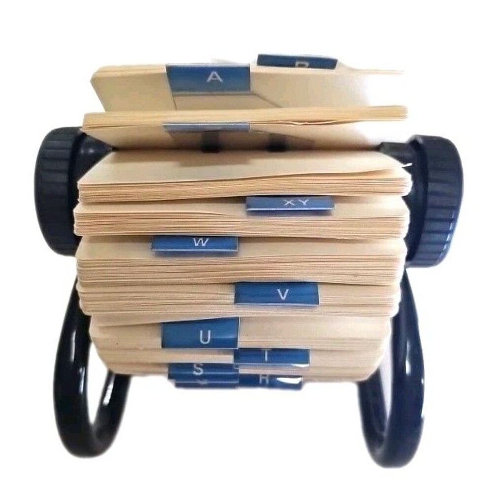 Vintage Rolodex 5024X Rotary Card File Black  Organizer Made USA Complete A-Z